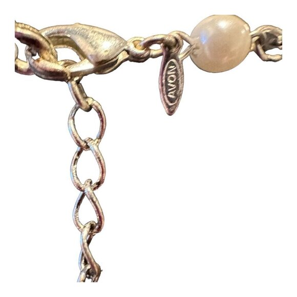 AVON Earthtone Pearlesque Multi-Strand Necklace Silvertone Stone Glass Brown 15" - Picture 9 of 16